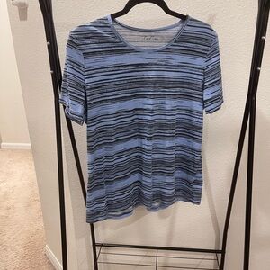 Coral Bay Blue and Black Striped Short Sleeve Tee